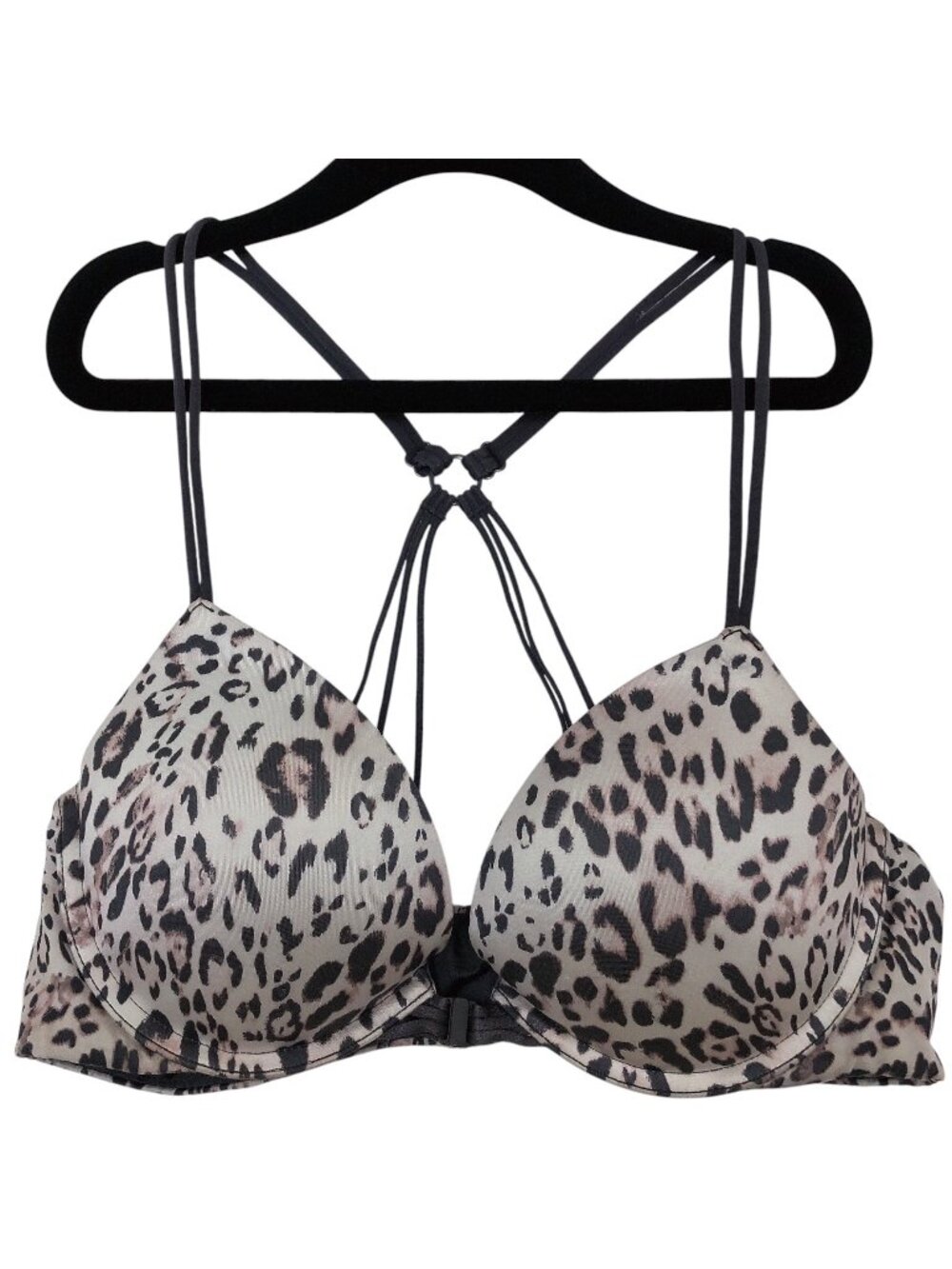 Victoria's Secret Very Sexy Gray Pink Leopard Print Push Up Bra 36B